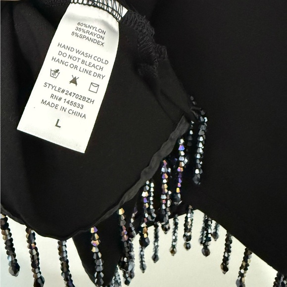 W5 NWT Black Beaded Fringe Trim Tank - Picture 2 of 4